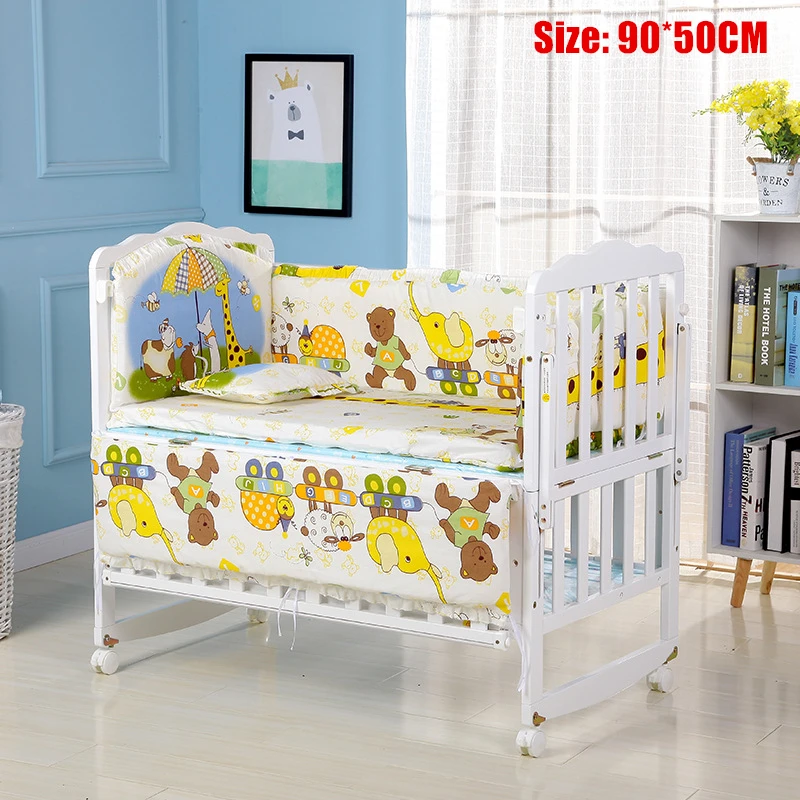 90 x 50cm G 5 шт./компл. хлопок детская кровать бампер детская кроватка Постельное белье для новорожденных и безопасная Съемная детская кроватка комплект постельного белья с рисунком Junior Детская Кровать сна бампер - Цвет: 90 x 50cm G