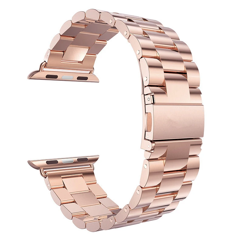 Rose gold Классический металлический ремешок из нержавеющей стали для Apple Watch 5 44 мм 40 мм 38 мм 42 мм соединяющий ремешок браслета для IWatch Series 1 2 3 4 - Band Color: Rose gold
