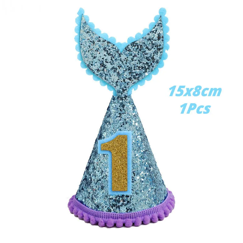 Mermaid 1st hat 2 WEIGAO, вечерние ободки в виде короны Русалочки, головной убор в виде хвоста Русалочки, реквизит для фотосессии для девочек на первый день рождения, аксессуары для волос в виде Русалочки - Цвет: Mermaid 1st hat 2