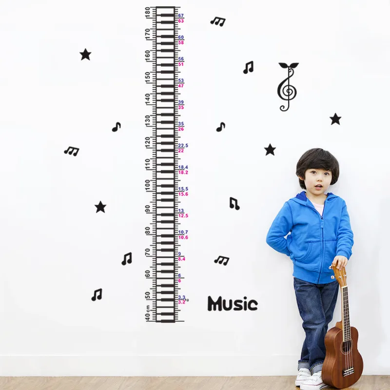 2017 Музыка Фортепиано звезда ребенок дети высота мера настенные наклейки для