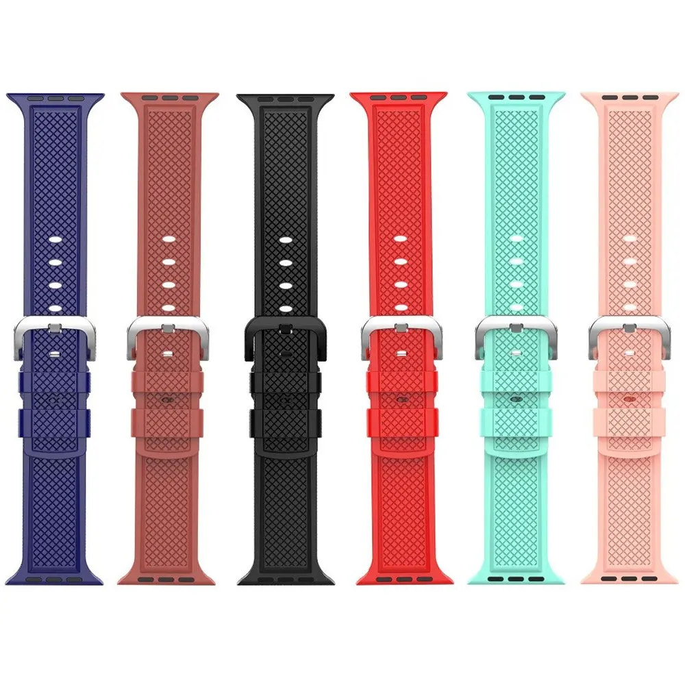 Силиконовый ремешок для Apple Watch band 44 мм 40 iWatch 42 38 мягкий ромбовидный браслет часов