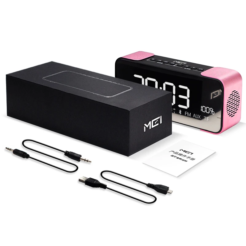 Портативный Bluetooth динамик со светодиодной Будильник Высокое разрешение звуковая