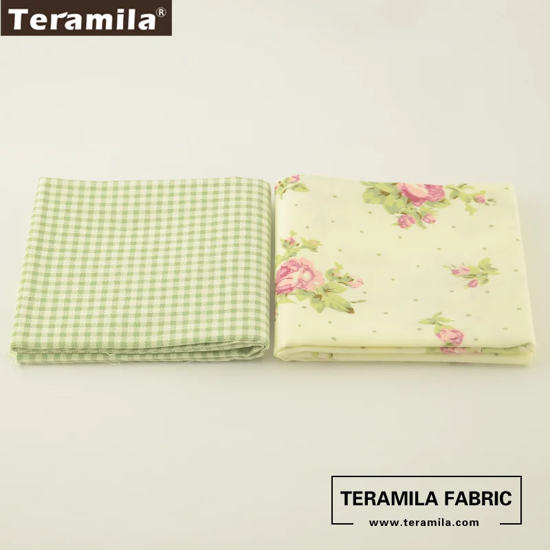 Teramila хлопчатобумажная ткань 2 шт./лот саржевая одежда с зелеными цветами 50 см x 100