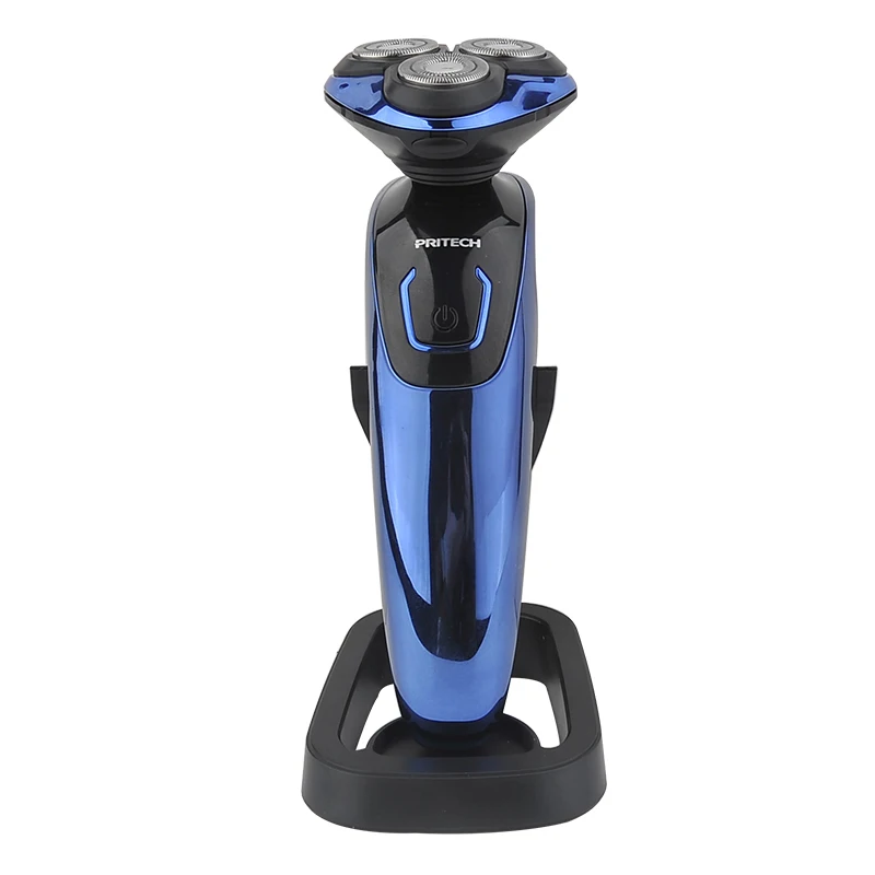 Blue Электробритва PRITECH 3 в 1 для мужчин, перезаряжаемый станок для бритья, 4D профессиональный триммер для бороды, бритва, моющийся триммер для носа - Цвет: Blue