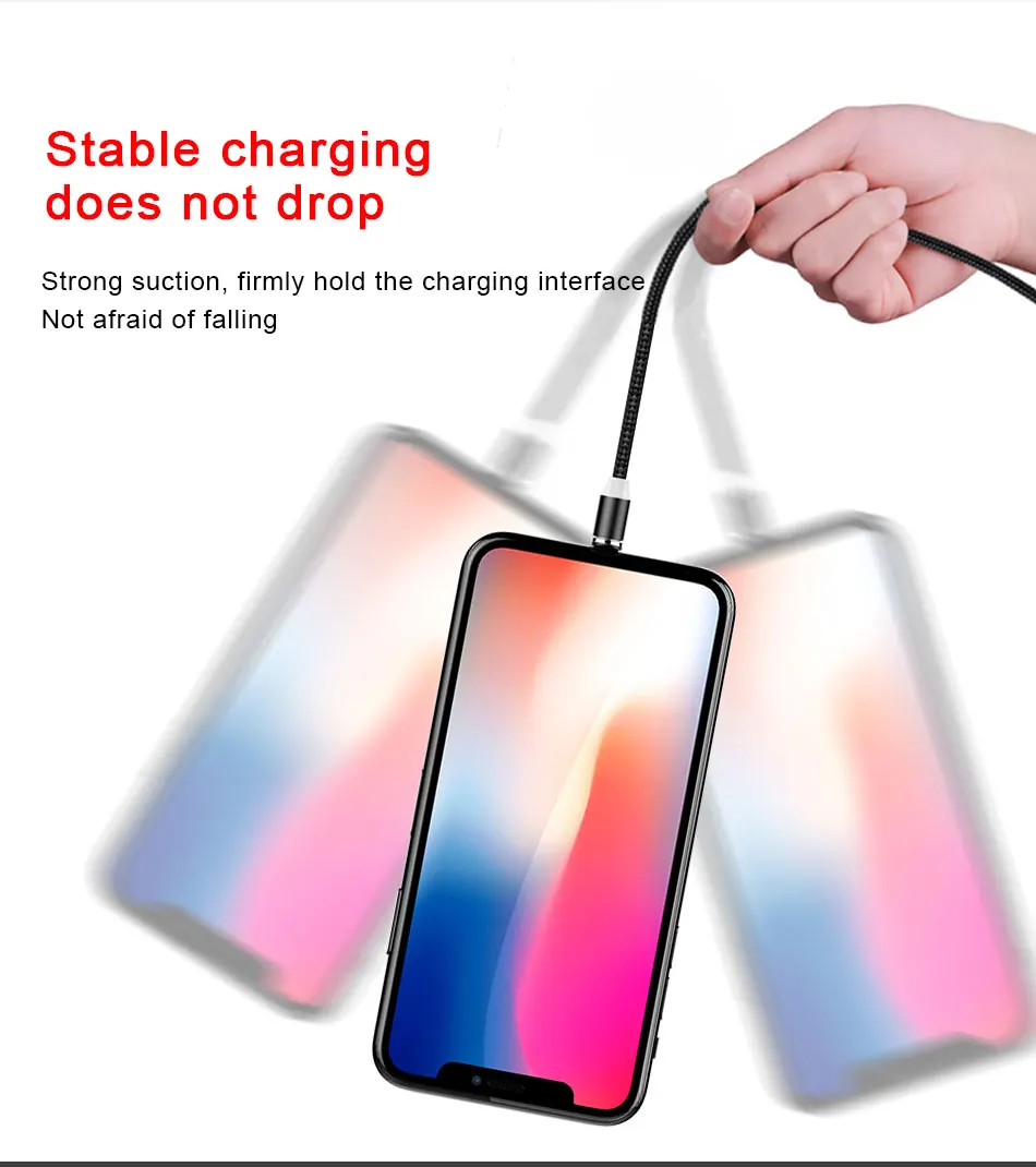 NOHON 3 в 1 кабель для быстрой зарядки на магните для iPhone X 7 8 6 Xiaomi 4 Lighting 8 Pin Micro usb type C магнитные кабели для зарядки