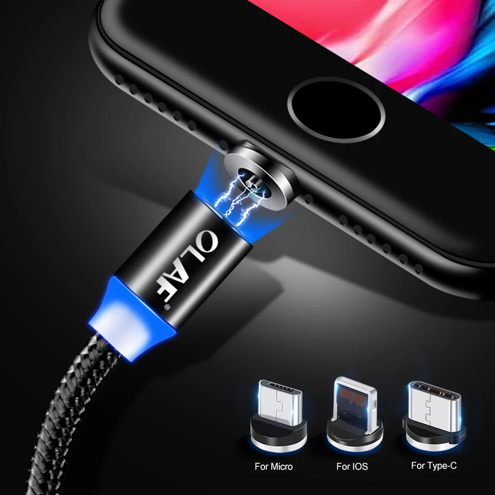 Магнитный зарядный кабель OLAF 1 м Micro USB для iPhone XR XS Max X магнитное зарядное