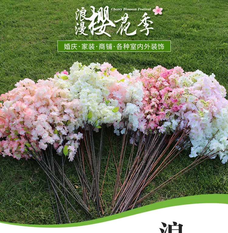 High Densities 4 6 fork Fake Cherry Blossom Flower Branch Begonia Sakura Tree Stem for Event Wedding Tree Deco Artificial Decora