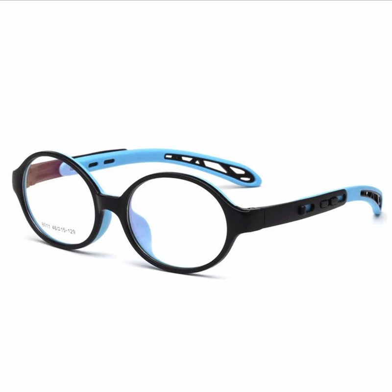 Black-Blue Выдвижные очки для мальчиков и девочек, оправа для детей TR90, Силиконовая Овальная оправа для близорукости, детские очки по рецепту Oculos de grau - Цвет оправы: Black-Blue