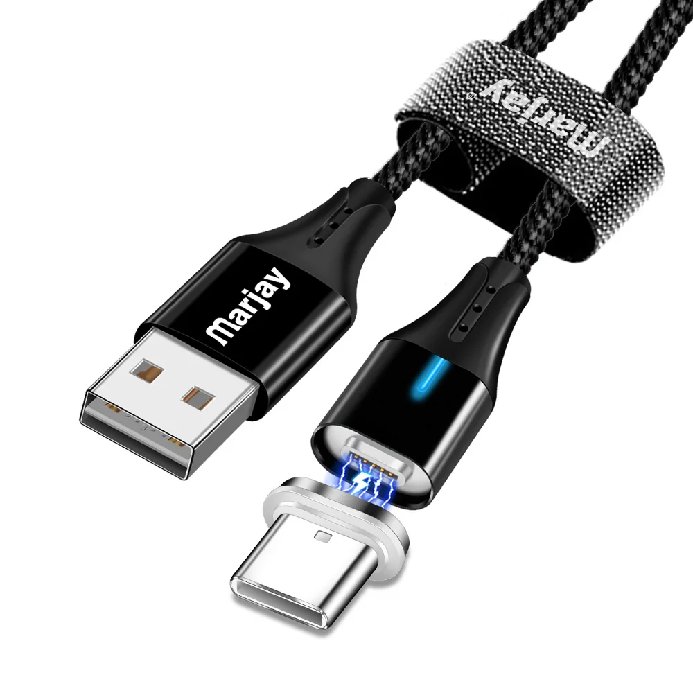 Магнитный зарядный Micro USB кабель Marjay для мобильного телефона iPhone samsung Xiaomi QC3.0, быстрое магнитное зарядное устройство, кабель usb type-C