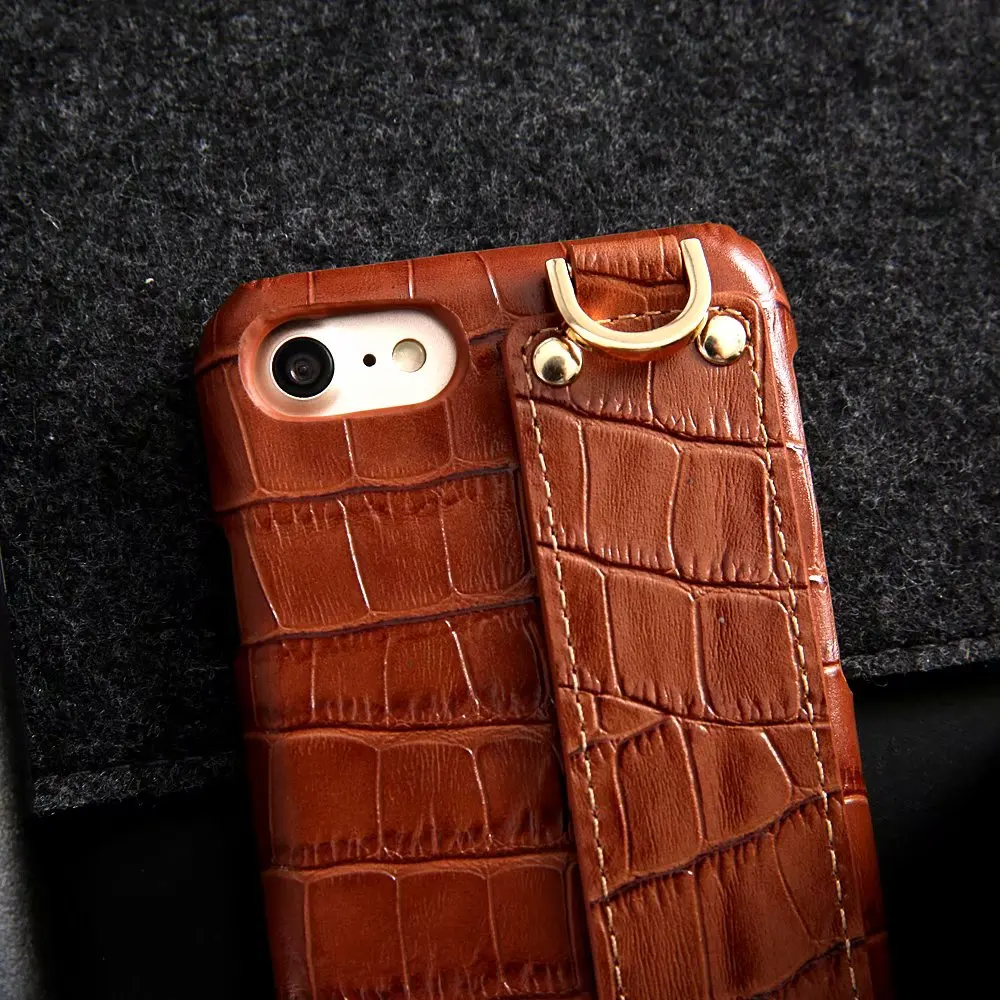 Роскошный чехол из натуральной кожи для iPhone XR XS Max X крокодиловой с петлей 6 6s 7 8 Plus