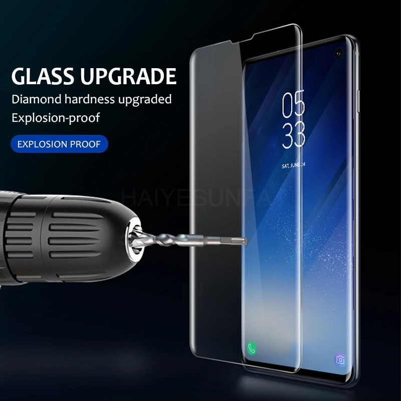 21D УФ жидкое закаленное защитное стекло для samsung Galaxy S8 S9 S10 Plus защита экрана S10e S7 Edge