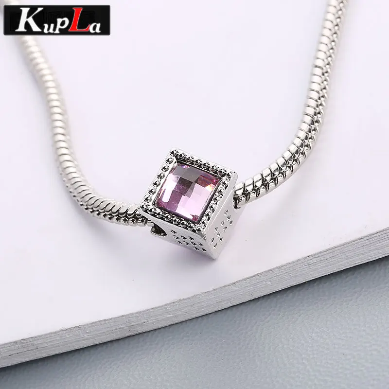 Цветные акриловые Квадратные бусины Kupla для Pandora Подвески DIY модные аксессуары