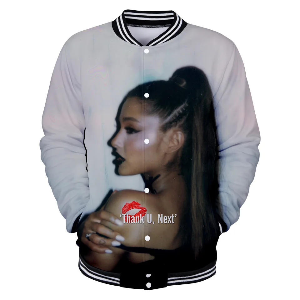 Однобортная бейсбольная куртка 3D Ariana Grande для женщин и мужчин спортивная одежда