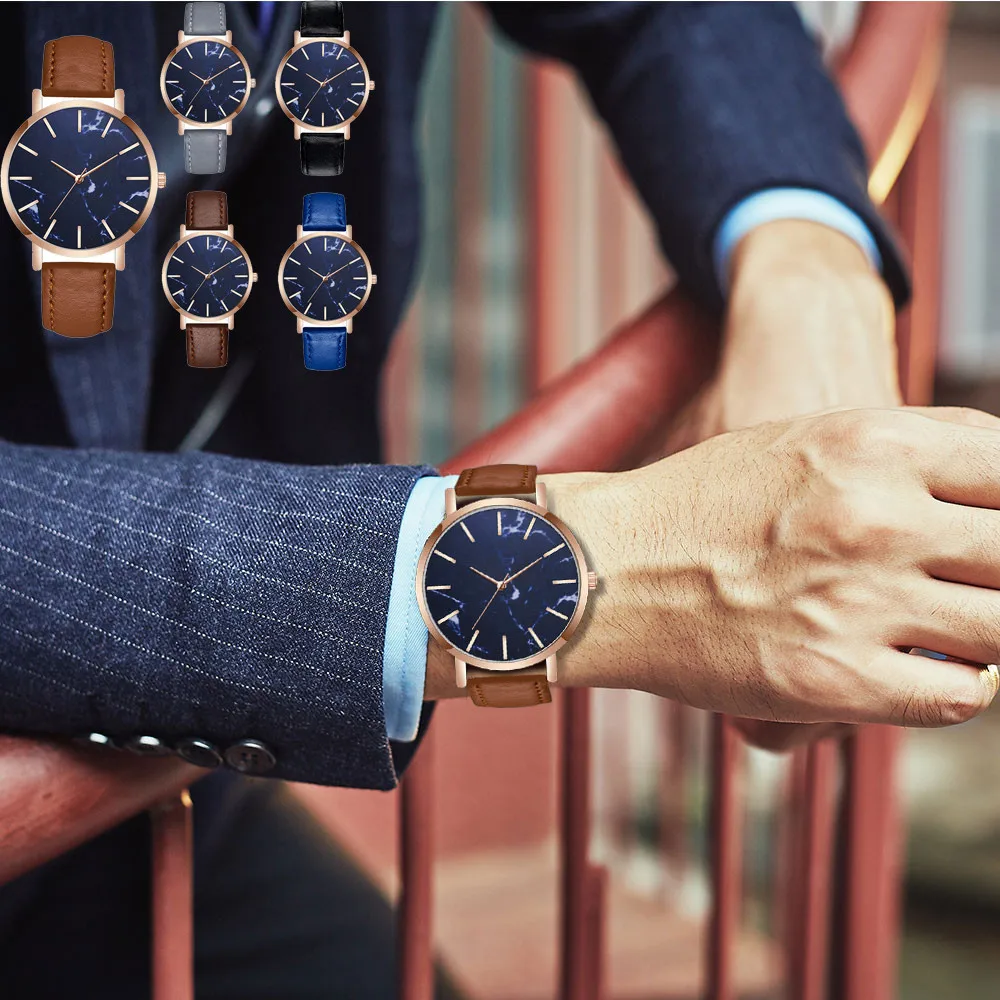 Мужские коричневые кожаные кварцевые наручные часы Reloj de hombre W|Кварцевые мужские