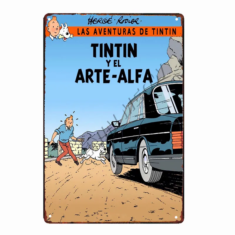 Tintin Catoon Movie Tin Sign Metal Plate Vintage Wall Art Poster Iron Painting Bar Coffee Kids Room Wall Craft Home Decor WY66 - Цвет: 13