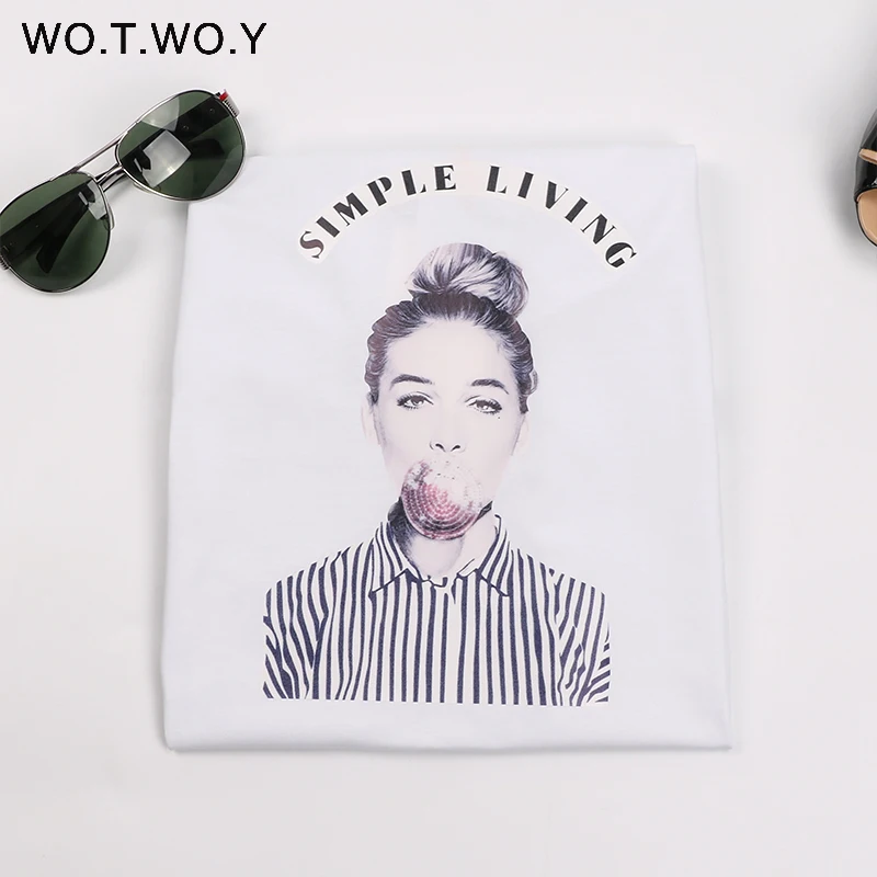 WOTWOY 12 Models Women Print T shirt Cotton Letter Shirt Tops Harajuku 2017 Summer Fashion Tshirt Short Sleeve Tee Shirt| |
