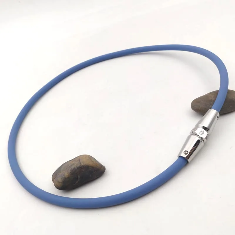 blue the new fashion sports energy necklace, stainless steel health necklace High negative ion energy necklace - Окраска металла: blue