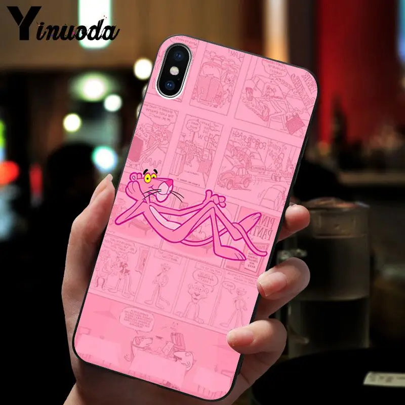11pro MAX Розовая пантера ТПУ Черный чехол для телефона iPhone 6S 6plus 7plus 8 8Plus X Xs 5 5S