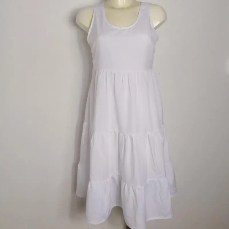 Princess Sleeveless Round-collar Stitching Dresses 2019 Women's Spring New Fashion Pure Color Pendulum Vestidos Simple Dress | Женская