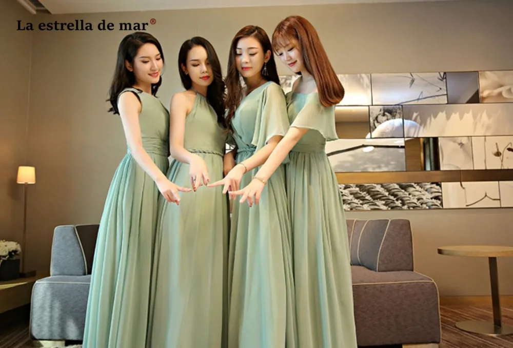 Ла звезда mar vestido madrinha2019 Совок кружевная обувь с украшением в виде кристаллов линия Румяна розовое платье подружки невесты с длинными недорогое свадебное торжество платье