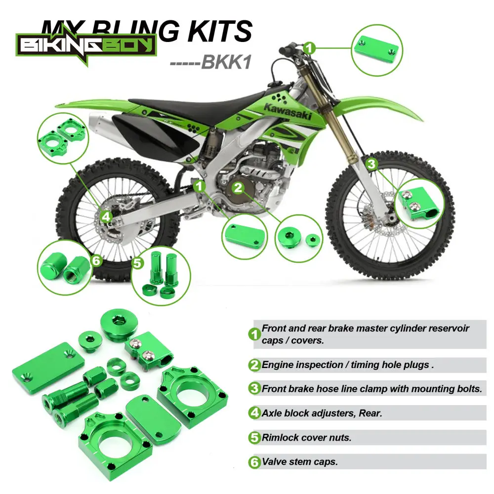 BIKINGBOY Bling Наборы для KAWASAKI KX250F 04-16 KXF KX-F KX450F 09-16 KLX450R 2008 2009 2010 2011 2012 2013 Набор модификаций