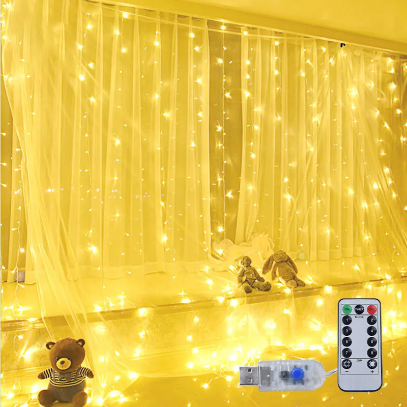 300 LED String Lights USB Copper Wire Garland Window Curtain Light Bar Wedding Christmas Outdoor Decoration | Лампы и освещение