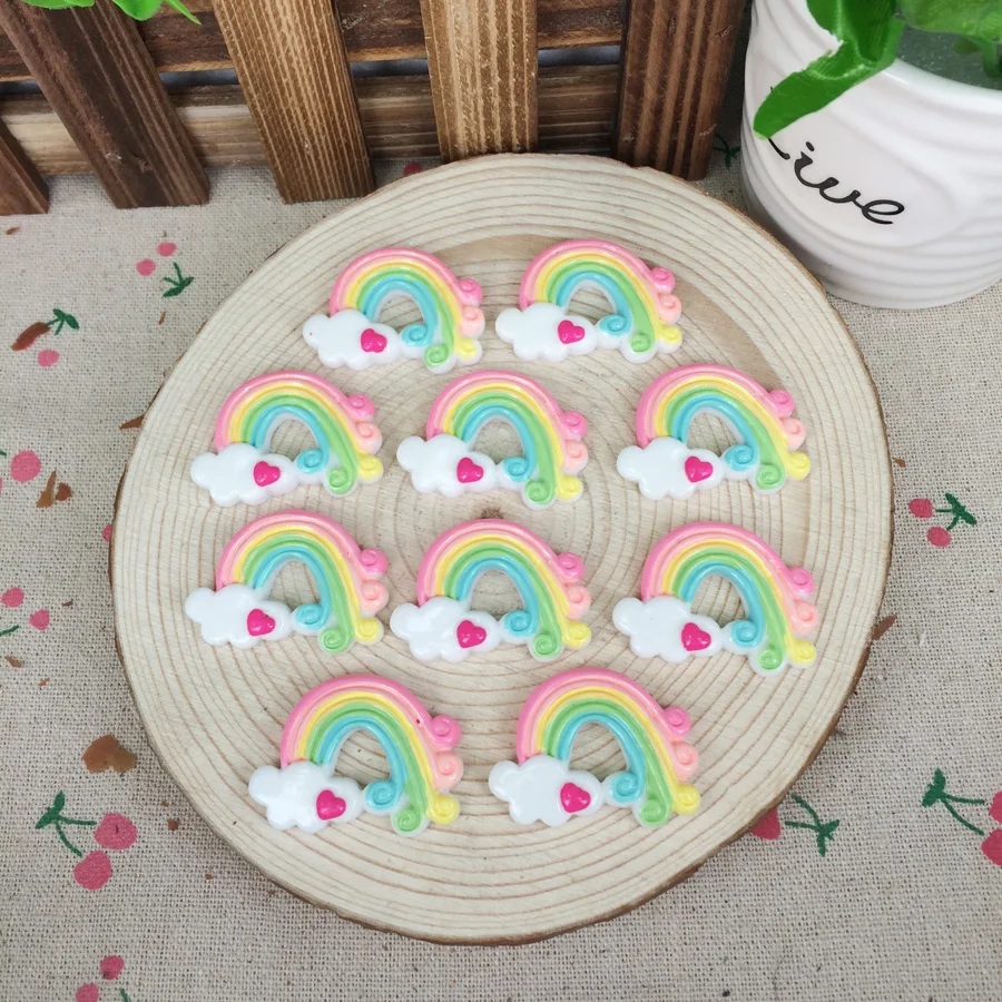 

Kawaii Flatback DIY Rainbow Resin Cabochons Flat Back Scrapbooking Embellishment Decoration Crafts Making For Phone Case:26*35mm
