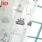 Мультяшные вышитые парусники, хлопковые льняные занавески для детей, в спальню, для детей, затемняющие шторы, тканевые оконные панели под заказ