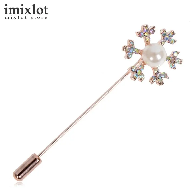 Imixlot имитация жемчуг Хрустальный цветок Брошь Pins Rhinestone Броши Для женщин мужской