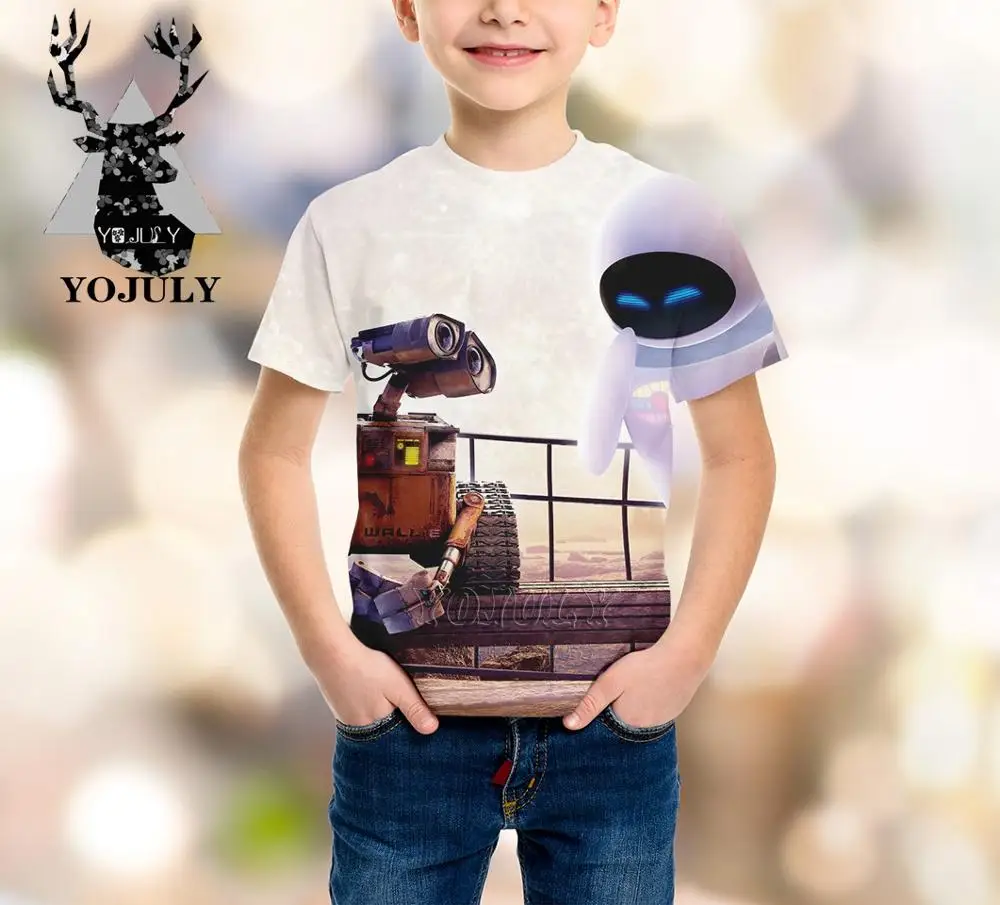 4 YOJULY Robot WALL. E/футболка с 3d принтом для мальчиков и девочек-подростков детская Милая футболка с короткими рукавами Топы, детская одежда лето A111 - Цвет: 4