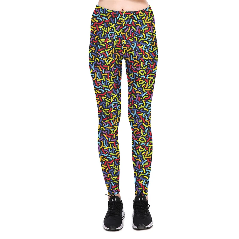 Leggings New Arrival Women's Sexy Fashion Candy-colored Lines Stretch Digital Print Pants Trousers Plus size | Женская одежда