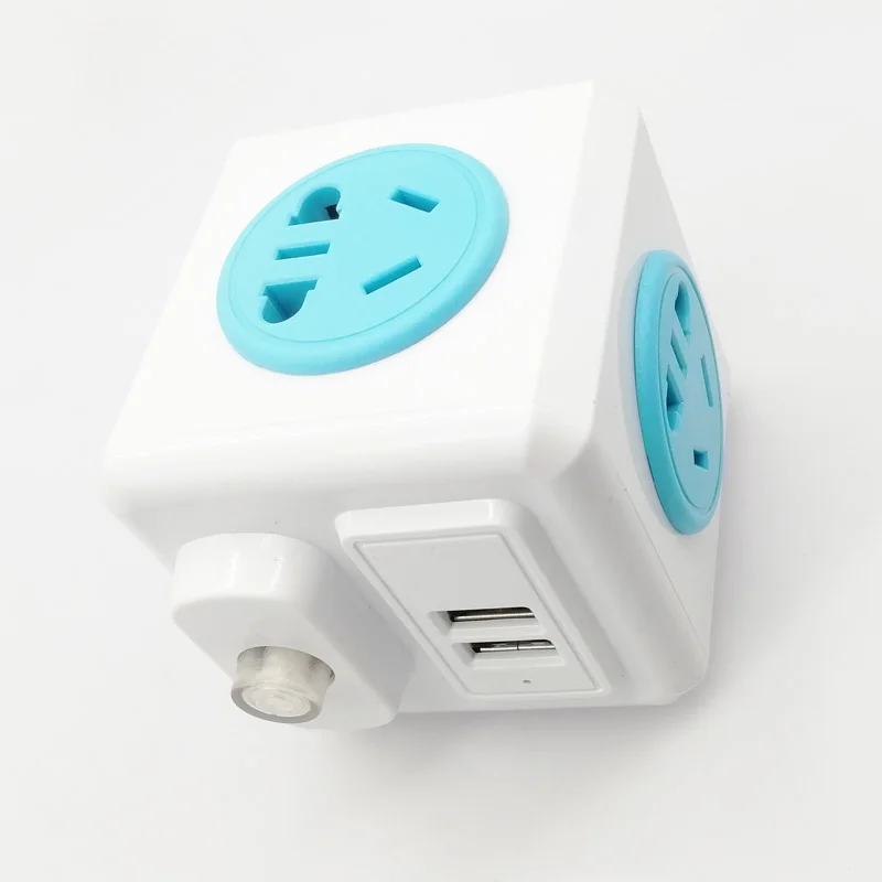 Universal standard cube socket 110-250V 10A 4 sockets with 2 USB ports 5V 2A adapter 2500W household | Обустройство дома