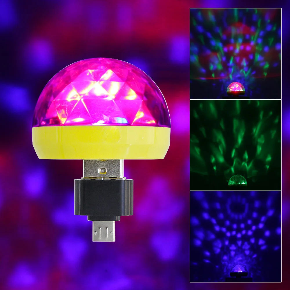 Новейшая Мини RGB Светодиодная лампа Micro USB магический шар сценическое освещение