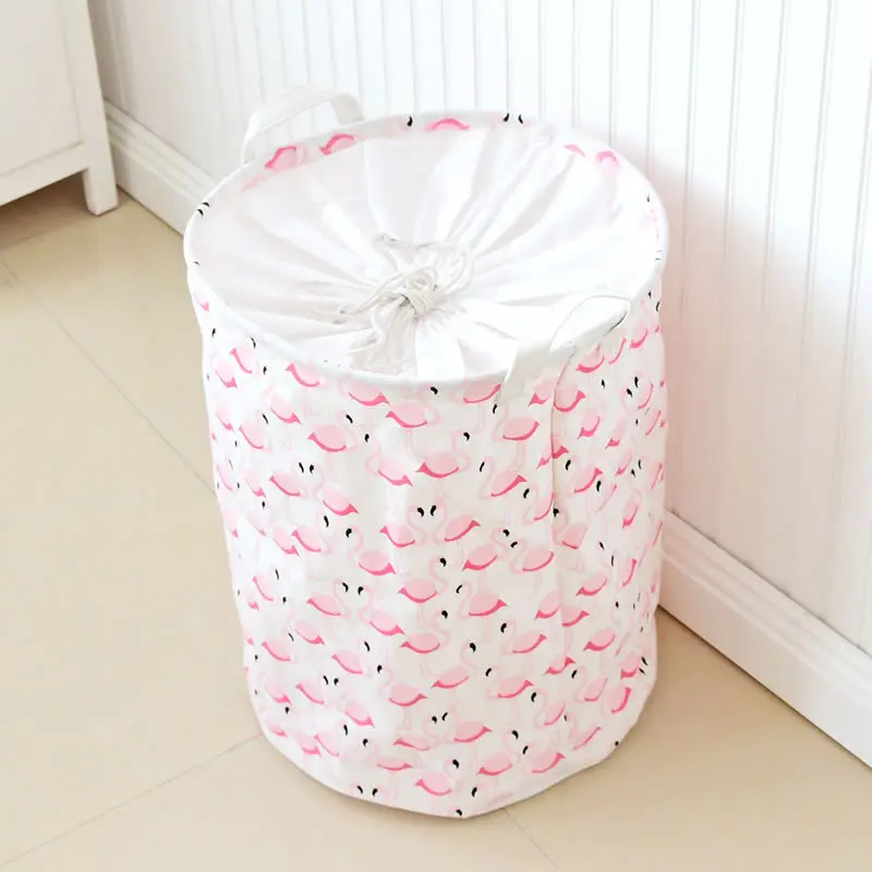 Drawstring корзина для хранения белья большая емкость Детская Игрушка Корзина для мытья корзина для белья органайзер для грязной одежды ведро для хранения - Цвет: flamingo