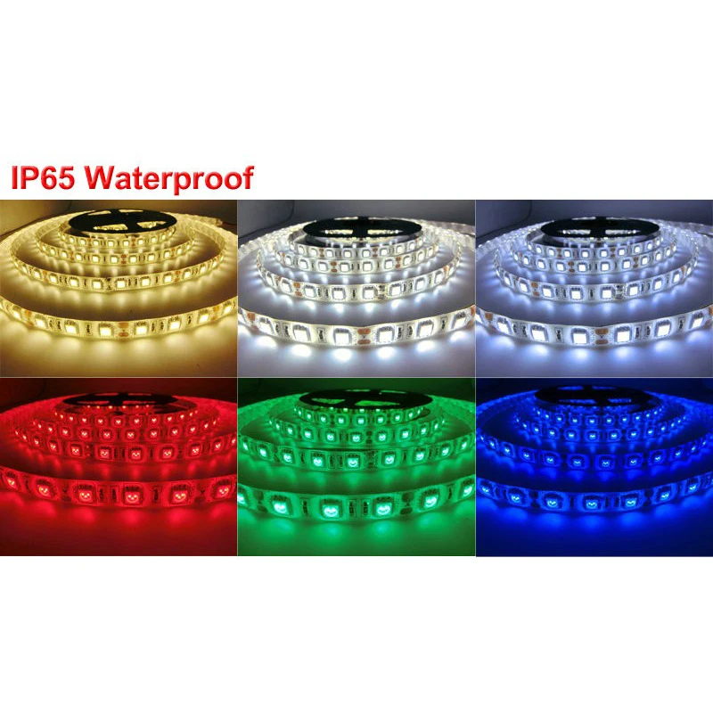 Waterproof IP65 LED Strip SMD5050 DC12V Flexible Light 60 leds/m Single Color / RGB 5m/lot | Освещение