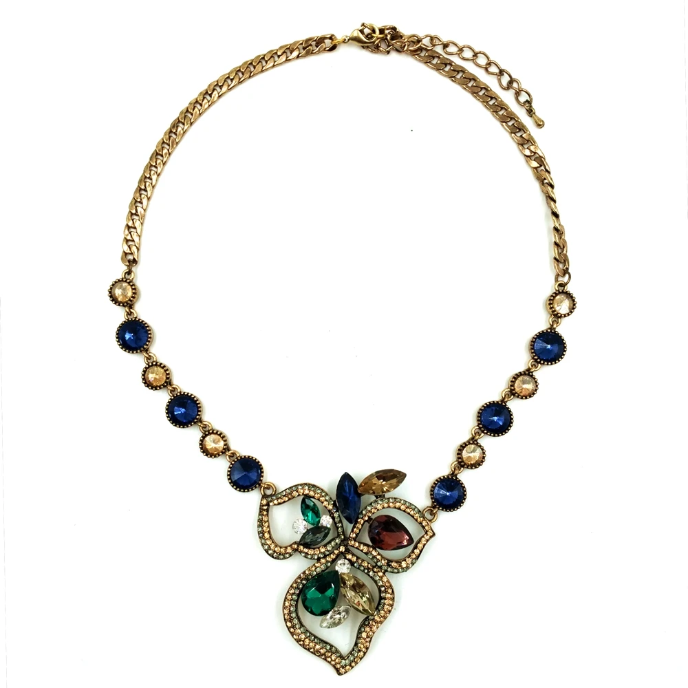 Готические украшения Винтаж три лепестка открывает цветок ожерелья s Золотая