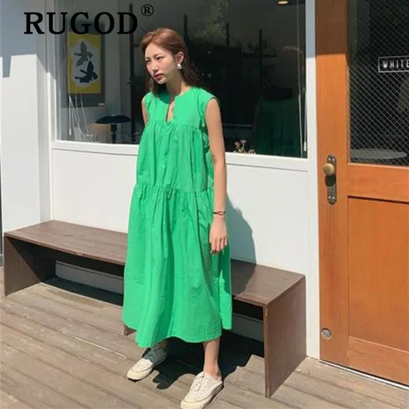 Женское платье-макси RUGOD однотонное платье без рукавов в Корейском стиле 2019 |