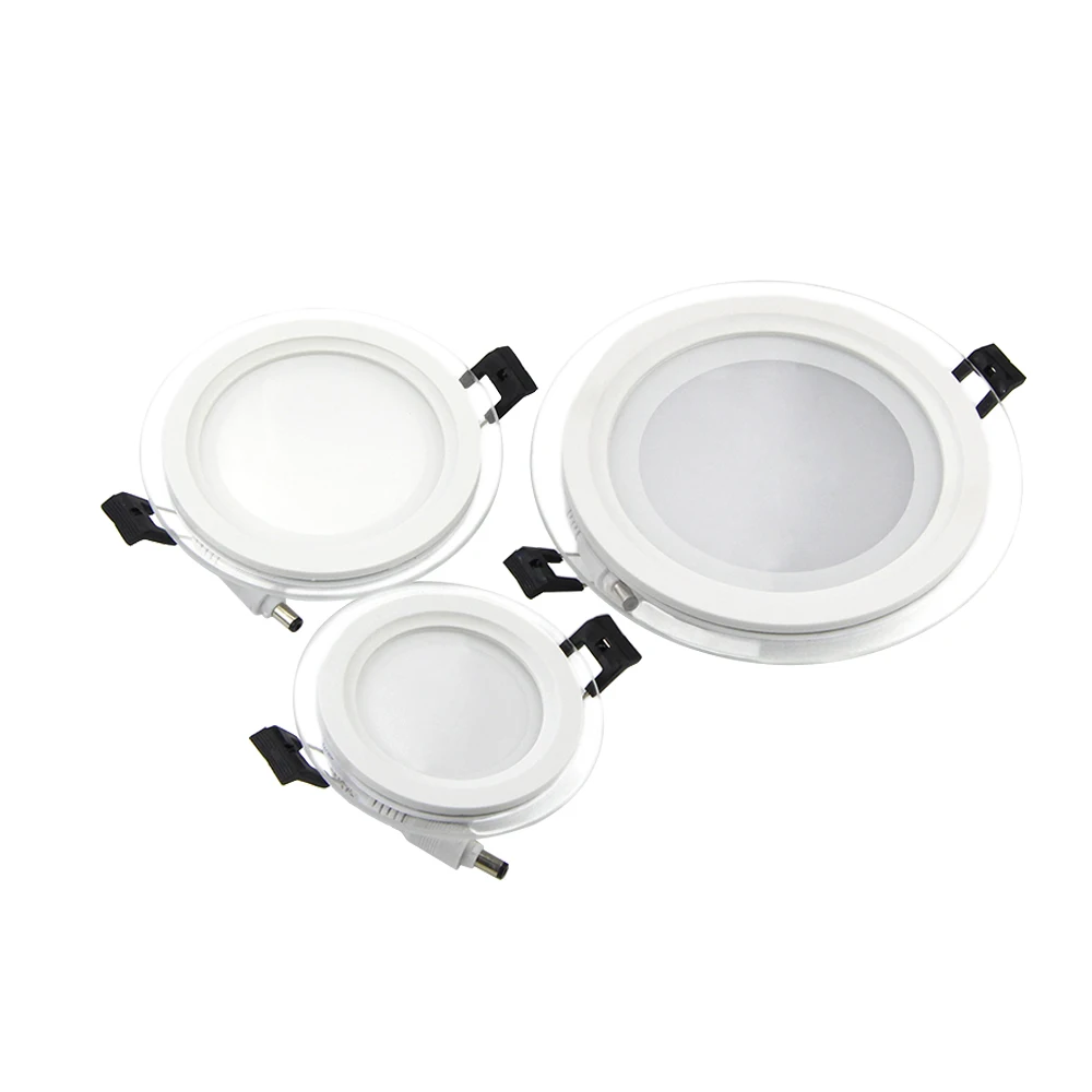 Ультра тонкий светодиодный Панель светильник круглый/квадратный Стекло 6 Вт 9 12 led