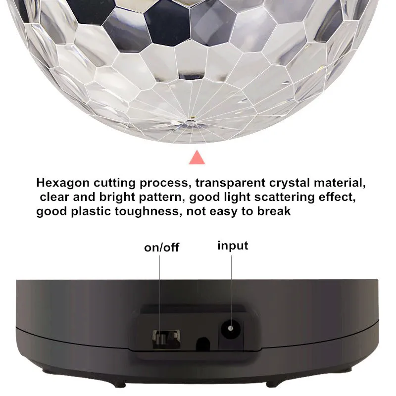 DC 5 в USB управление звуком LED RGB кристалл магический вращающийся шар сценический