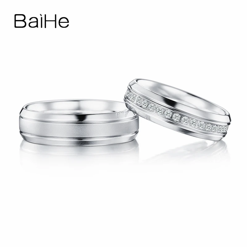 BAIHE однотонное 18K Белое Золото 0.23ct сертифицировано H/SI круглые 100% натуральные