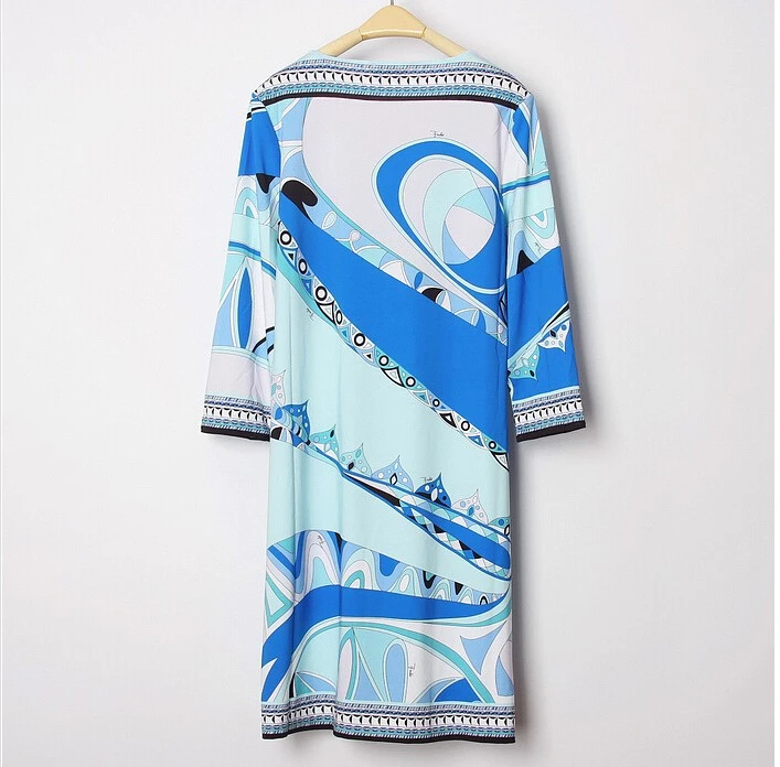 Модное синее эластичное платье с v образным вырезом и рукавом три четверти