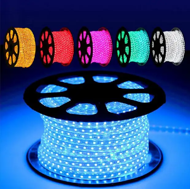 Водонепроницаемая гибкая светодиодная лента 220 SMD 5050 В переменного тока 1 м 60