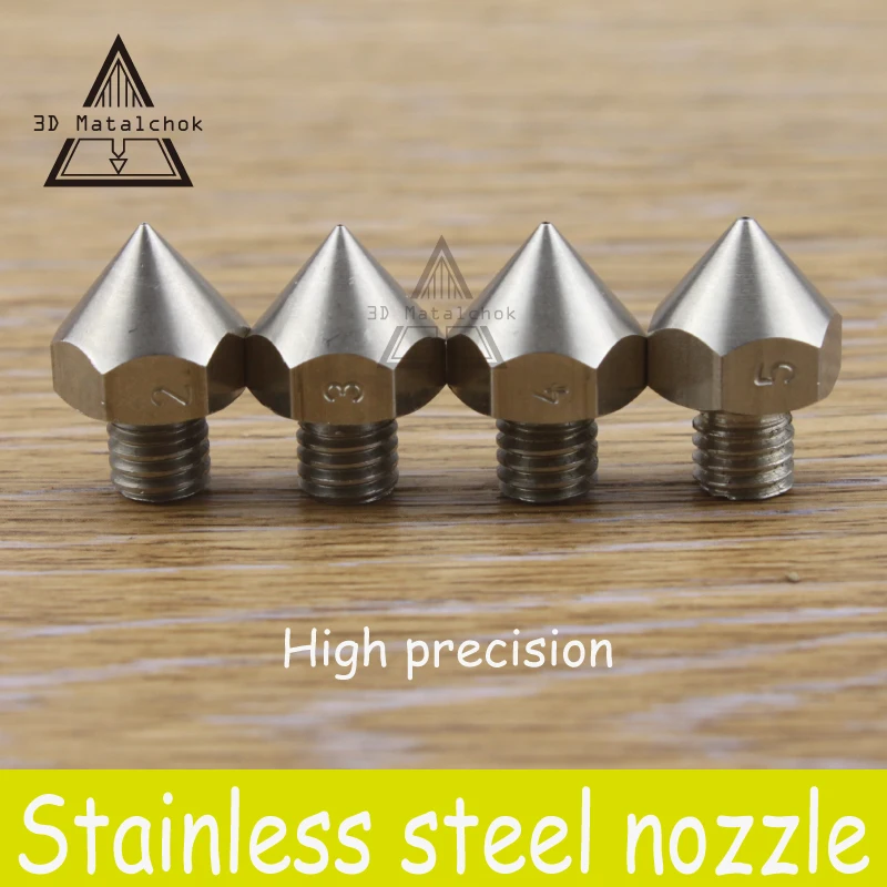 

5pcs/lot 3D printer Extruder stainless steel M6 nozzle 0.2mm/0.3mm/0.4mm/0.5mm For 1.75MM/3MM MK8 Makerbot ABS PLA printer