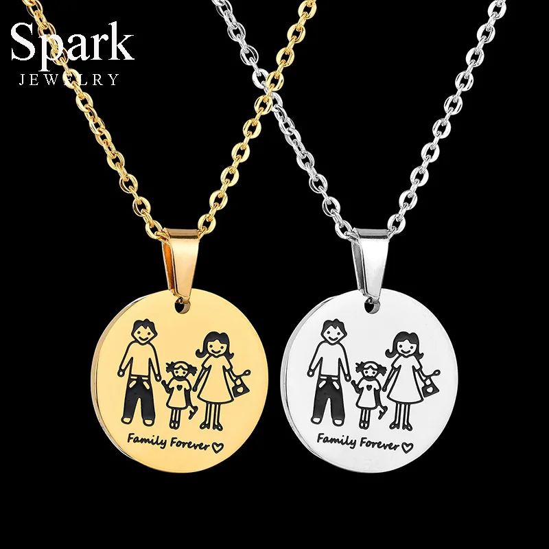 Spark из нержавеющей стали мультфильм девочка мама папа семейное ожерелье родитель