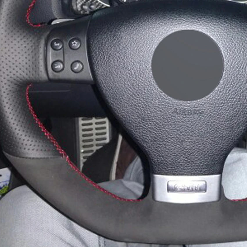 Черная замша натуральная кожа DIY чехол рулевого колеса автомобиля для Volkswagen Golf 5
