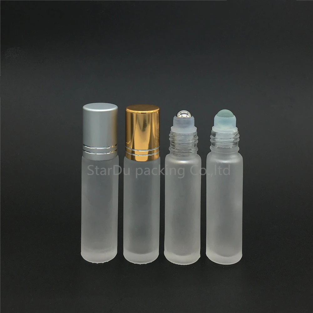 

Free shipping 1000pcs 10ml Roll on perfume bottle, 10ml clear Frosted essential oil rollon bottle, small glass roller container