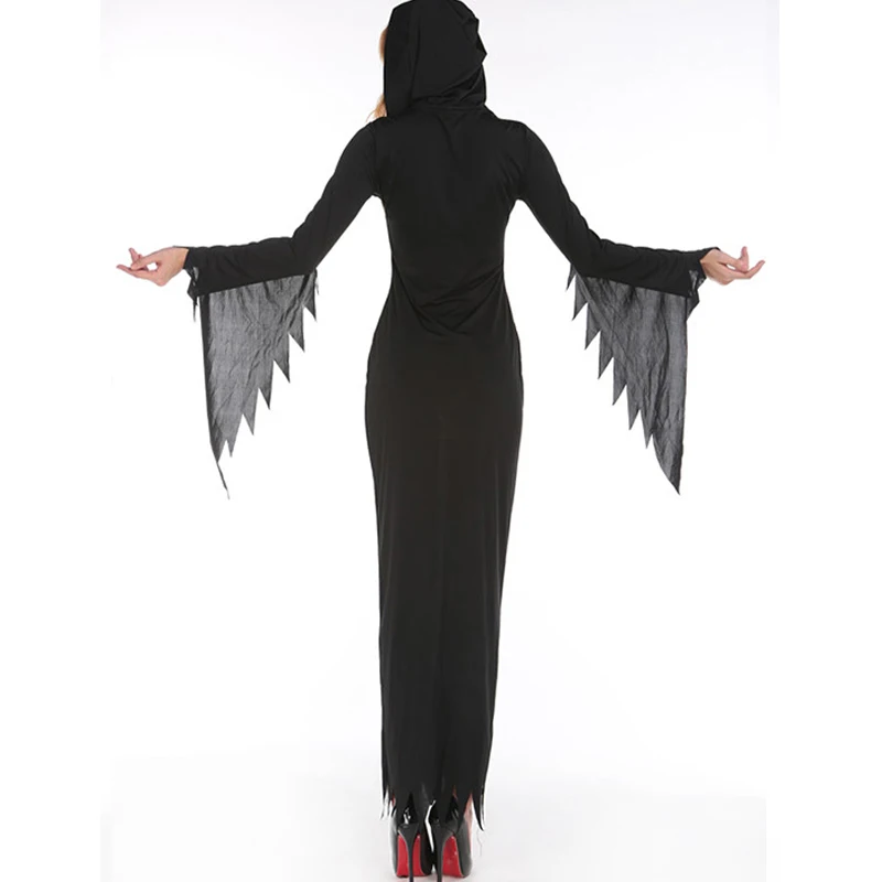 Новый стиль женский 2018 костюм для взрослых демон Хэллоуина черный длинный рукав