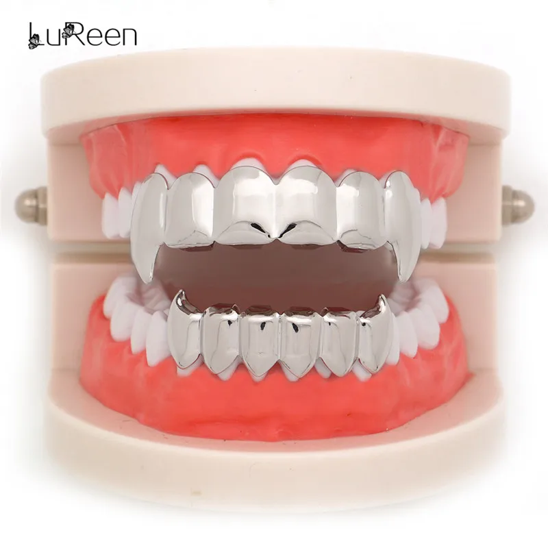 LuReen золотые зубы Grillz Топ& Botom зуб грили стоматологический Хэллоуин Клык вампир зубы шапки вечерние украшения для тела XHYT1076