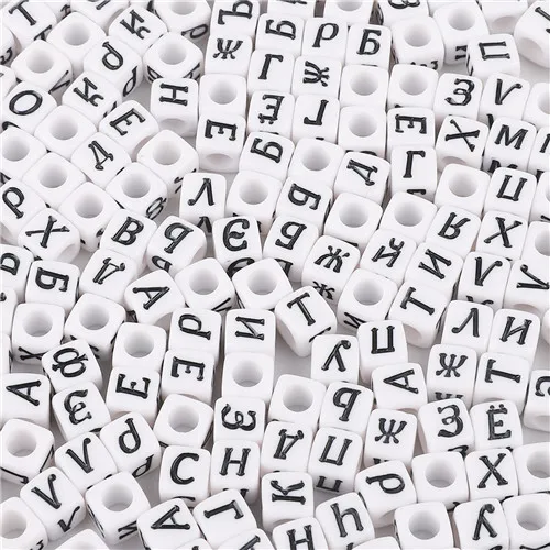 6x6mm Type 4 Acrylic 100pcs 6*6mm 4*7MM Coloured alphabet Russian Letter Beads Black Alphabet Random Mixed Beads For DIY Necklace Pacifier - Цвет: 6x6mm Type 4