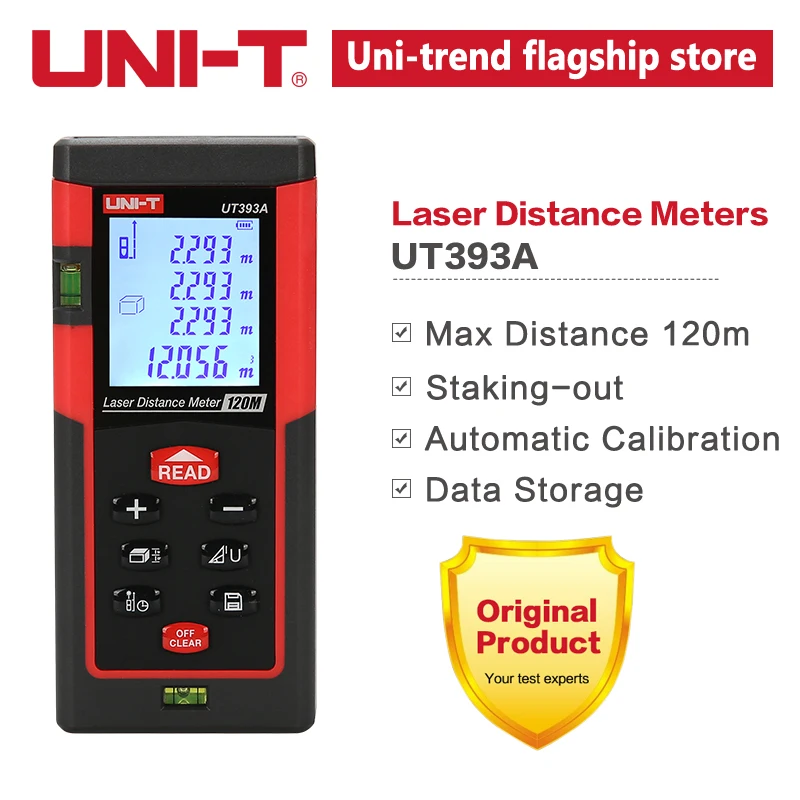 

UNIT UT393A Laser Distance Meters 120 m Range Add/Sub Triangle Pythagore Continuous Measurement UNIT Rangefinder